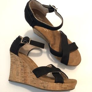 Toms Black platform Wedges Sz 6.5W